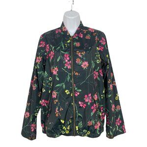 Signature Weekend Womens Floral Print Lightweight Jacket With Ribbed Hem & Cuffs